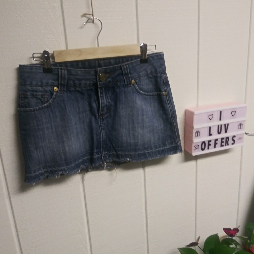 Studded Denim Mini Skirt